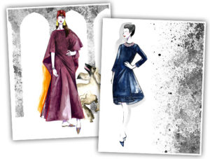 Fashion design illustrations: Charlotte Moss for IBU