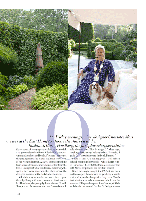 Charlotte Moss discusses her East Hampton home and garden