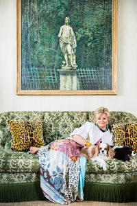 Photo of Charlotte Moss on a sofa by Brittany Ambridge