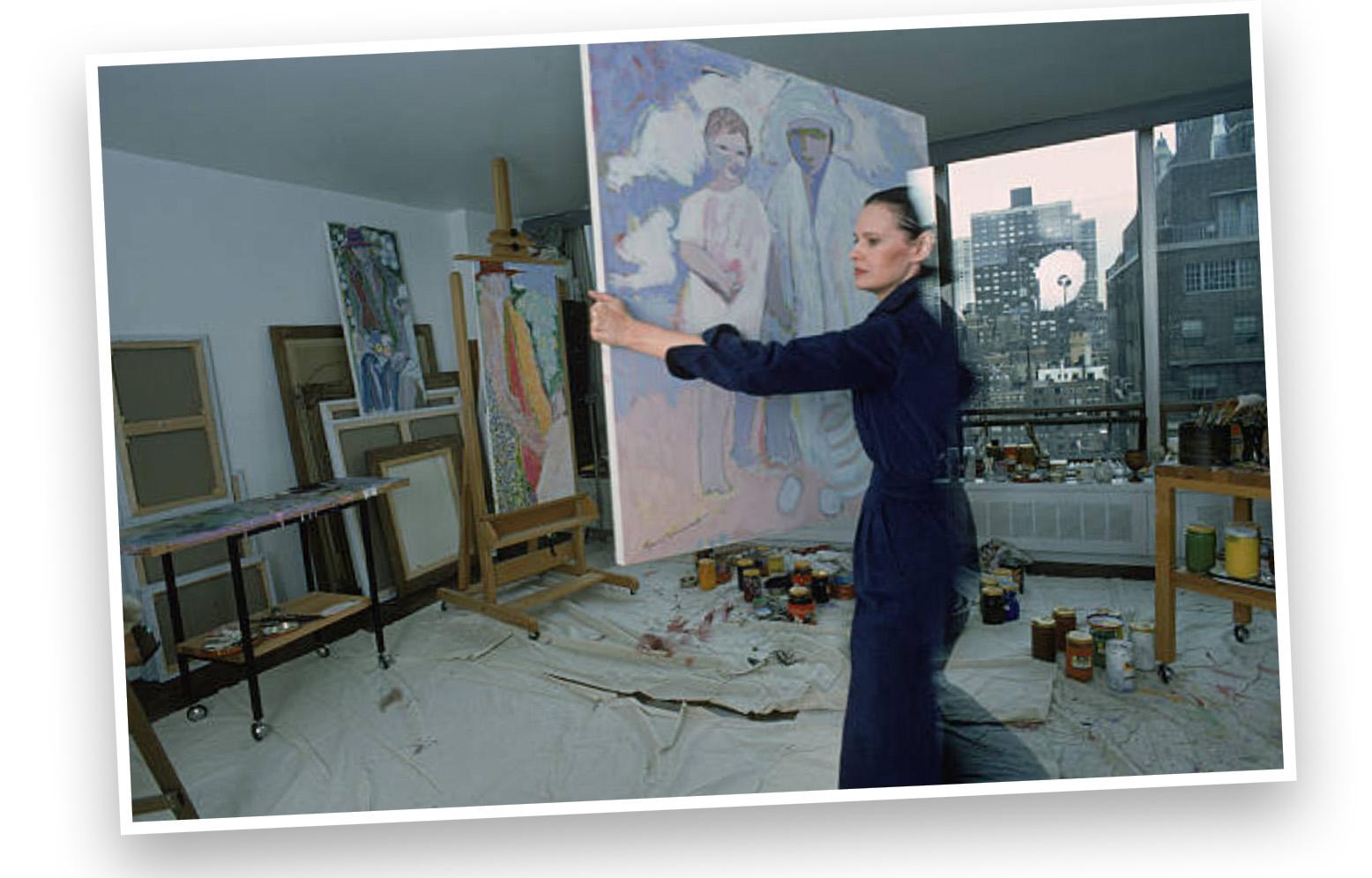 Gloria Vanderbilt in studio