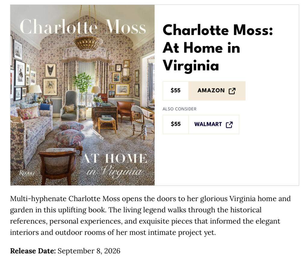 Charlotte Moss: At Home in Virginia book